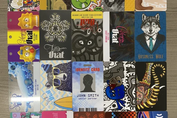 PVC Cards — plastic cards #620 A variety of plastic cards showcasing CR80 card printing service.