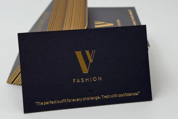 Luxury business card with gold foil accents for premium branding.