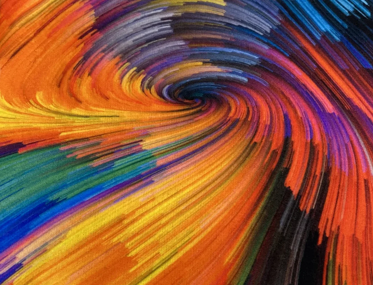 Vibrant printed fabric with swirl pattern for custom fabric printing.