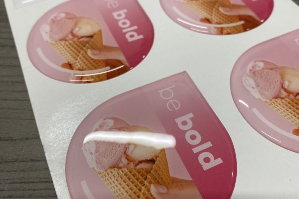 Domed resin stickers with glossy finish — Malta
