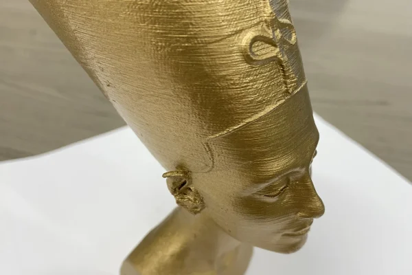 3D printed bust in gold finish with intricate detail — 3D printing Malta